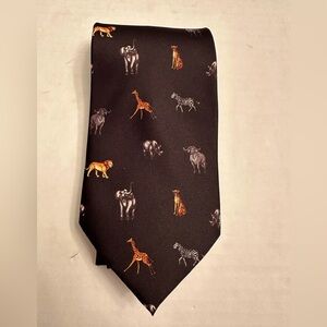 NWT Into Africa Men’s Animal Print Handmade Neck Tie Polyester African Animals